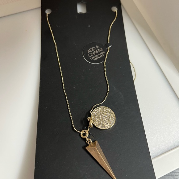 White Druzy Pendant Necklace Gold - Picture 2 of 3